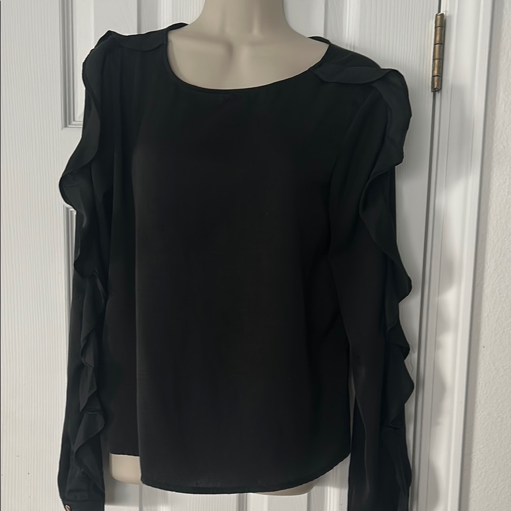 Elegant Black Ruffle Sleeve Top